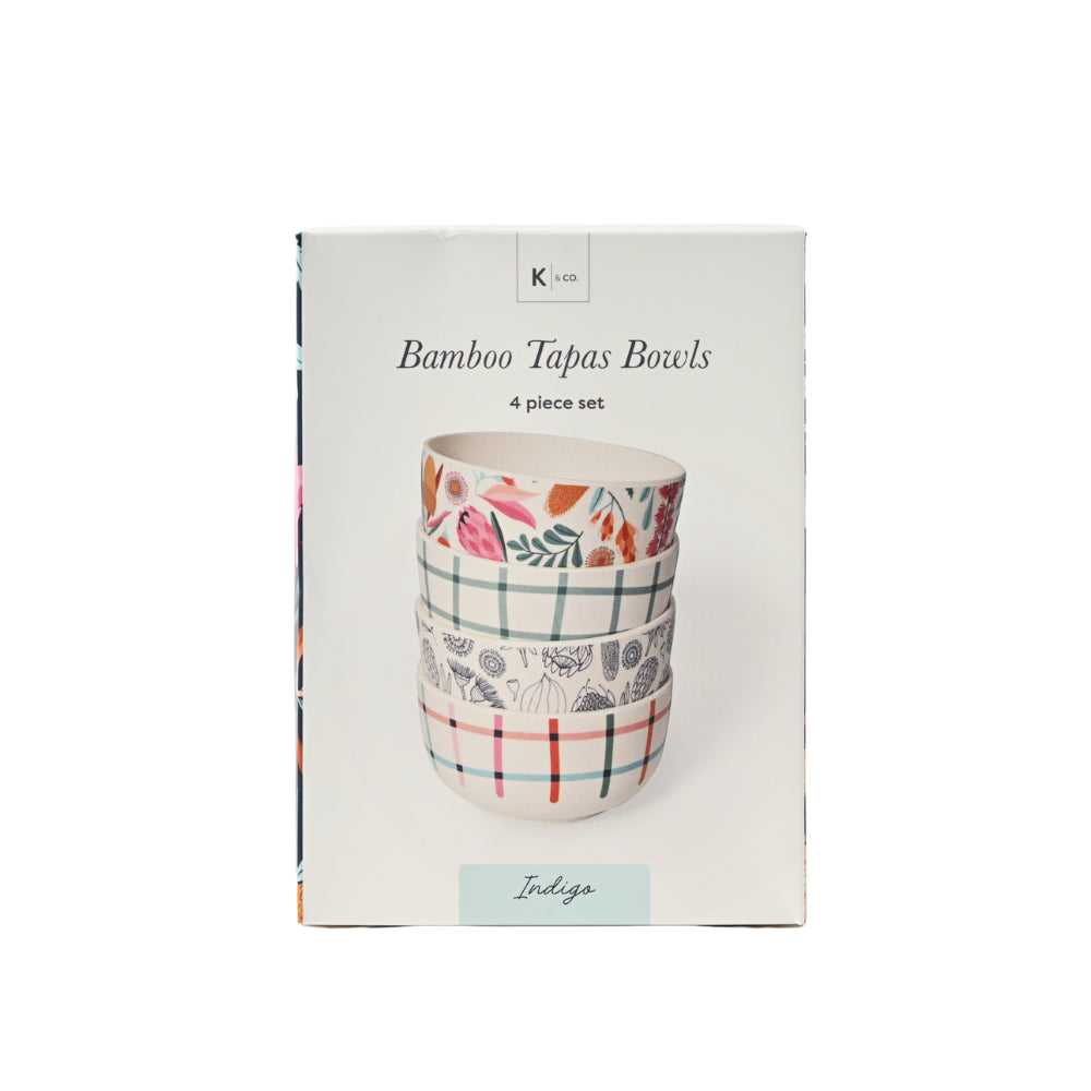 Indigo Series Bamboo Tapas Bowls 4pk - SPRING MULTI